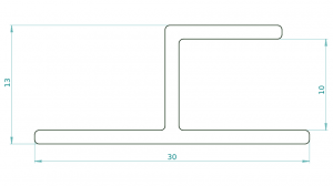Technische Zeichnung h-Profil - Das Aufnahmeprofil ermöglicht das Aufsetzen des Rollladenkastendeckels auf den Fensterrahmen