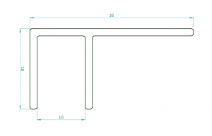 Technische Zeichnung F-Profil - Montageprofil Rollladenkastendeckel